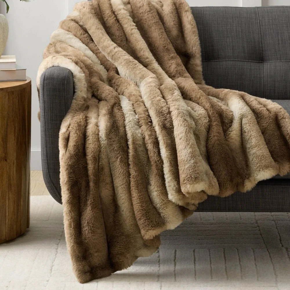 Member's Mark Luxury Taupe Chinchilla Faux Fur Throw 60